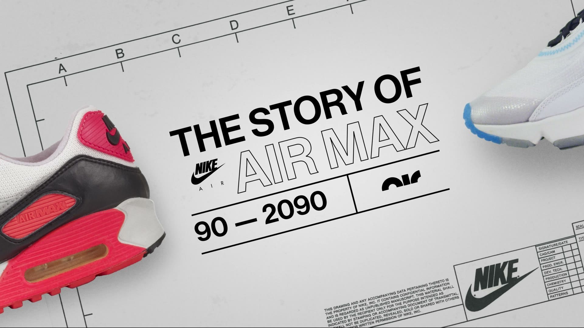 The Story of Air Max title card beside two Air Max sneakers