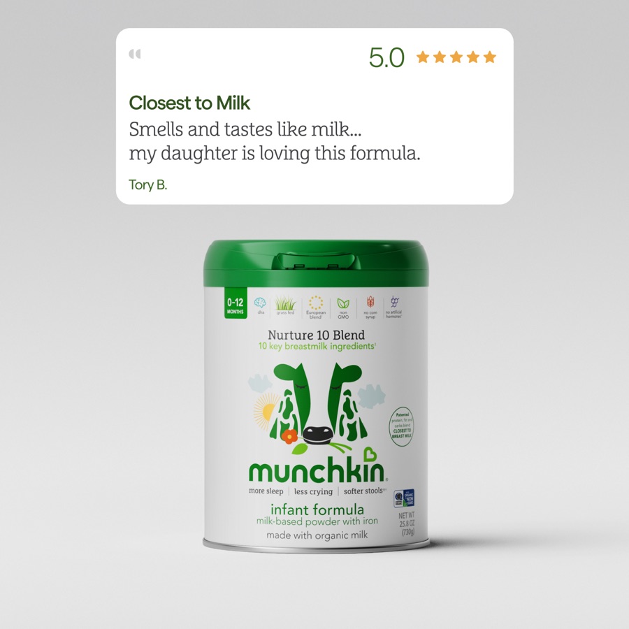 Paid social ad with a customer review beside the formula can