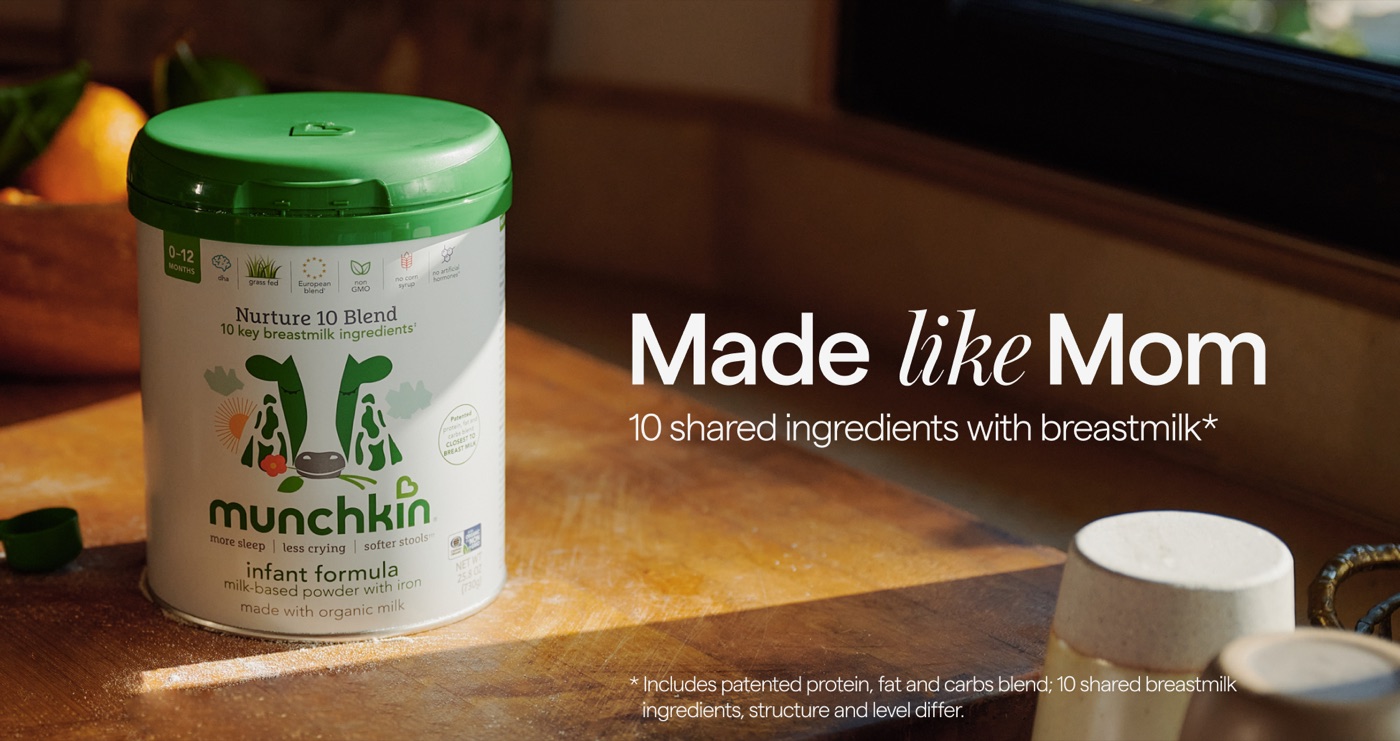 Homepage banner: Made Like Mom, 10 shared ingredients with breastmilk